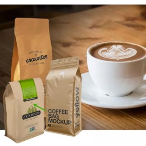 Einwegblock Block Bottom Tlock Scrub Pulver Verpackung Reißverpackung Weiß rosa Matt Schwarzer Farbventil Papierkaffeetasche mit Vent