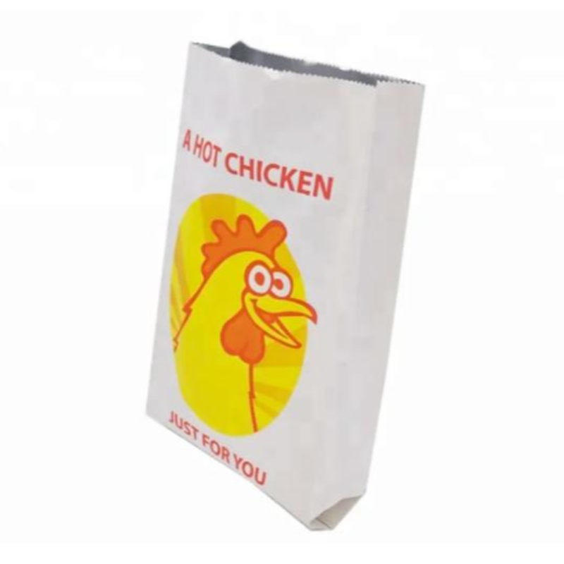 Wiederverwendbare Taschen Heißes Hühnchenbrot Food Pack gedruckt Aluminium Folie ausgekleidetem Quadratboden Papiertüte
