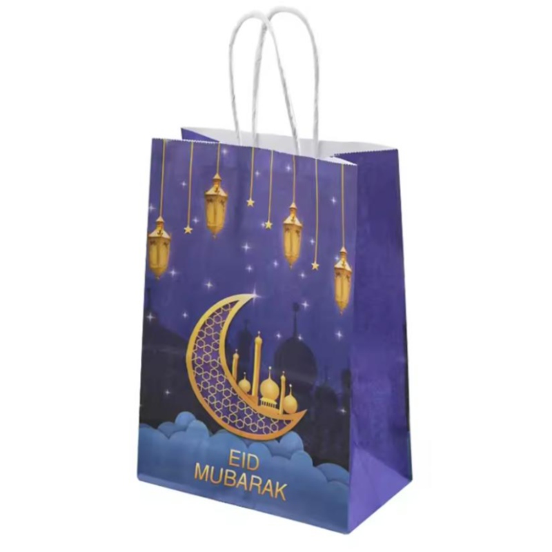 Großhandel Eid Mubarak Party Geschenk Kraft Papiertüte Islamische muslimische Festival -Party -Dekoration Ramadan Goodie Taschen